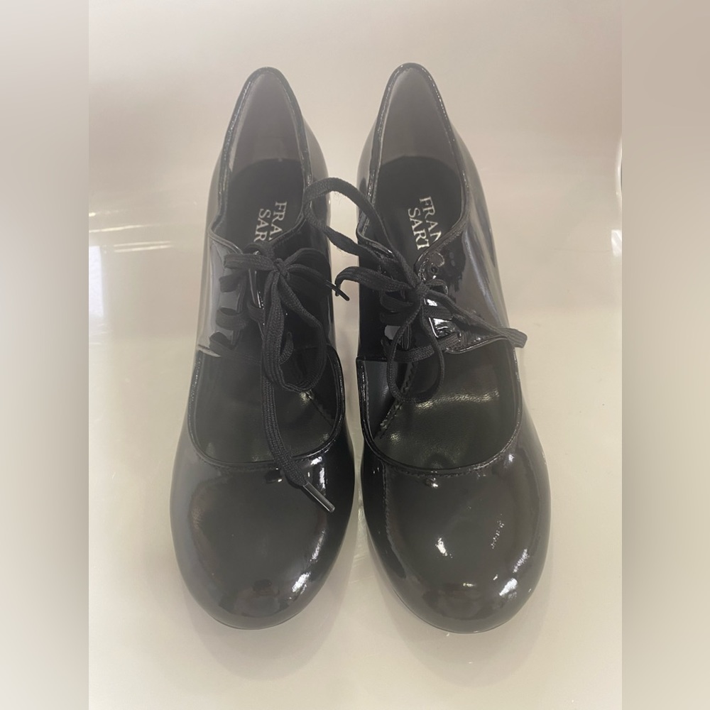 Franco Sarto Black Patent Lace-Up Heels